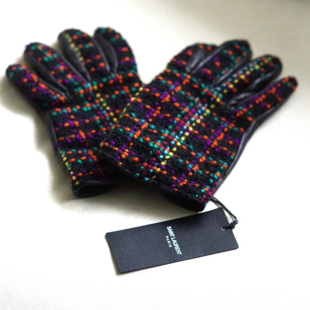 Saint Laurent Gants Carreaux Pixel Gloves - Picture 2 of 8